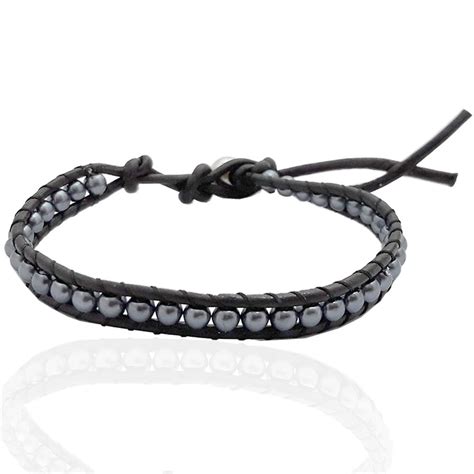 bracciali in cuoio nero maschile|bracciali da argento.